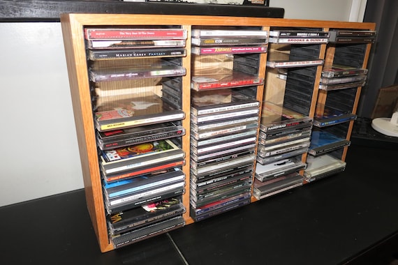 Vintage Wooden 100 CD Storage Display Crate: Wall Mount or Freestanding Holder