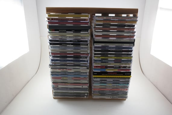 Vintage Wooden CD Crate: Double Holder, 54 Discs