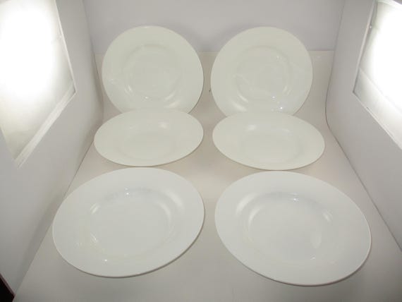 Set of Six Vintage Godinger Elegant White 9 1/4 Inch Soup Bowls Excellent Used Condition