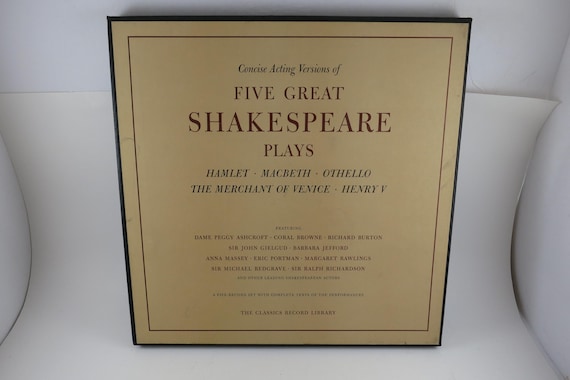 Vintage 1961 Shakespeare Plays Vinyl LP Box Set (5 Records)