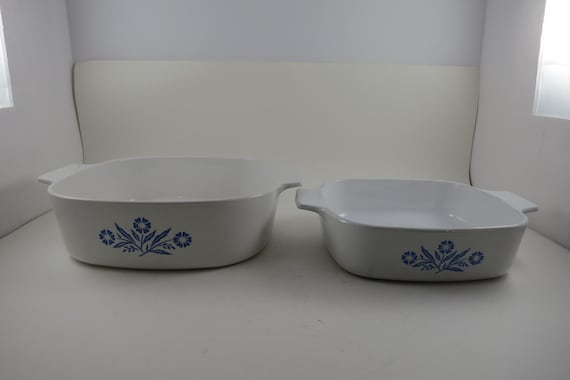 Vintage Corning Blue Cornflower Saucepans: 1 Liter & 2 Liter Pair