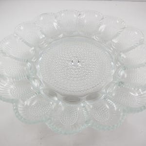 Pressed Glass Egg Plate Deviled Hobnail Indiana Glass Company 11 Inches Excellent Original Condition