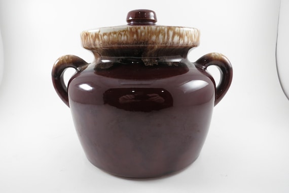 Vintage Brown and beige Pottery with Original Lid McCoy 341