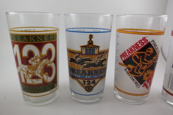 Vintage Preakness Stakes Horse Racing Glasses 1987-2000 2015 Sold Individually