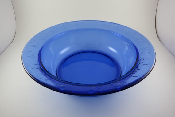 Cobalt Blue Pyrex 11 3/4 Inch Large Flat Rim Bowl