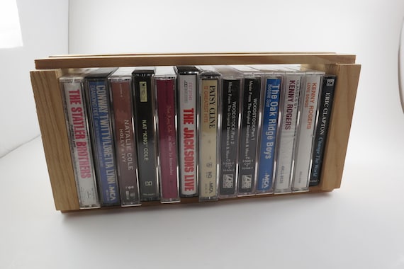 Vintage Wooden Cassette Holder Holds 12 Tapes