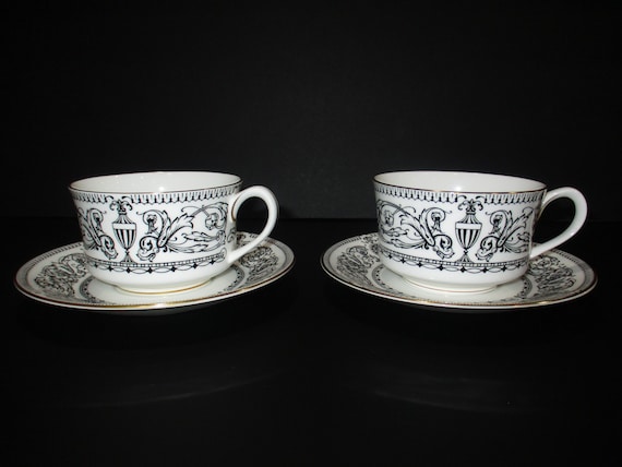 Pair of Vintage 1966 Royal Worchester Bone China Padua Pattern Cup and Saucer Sets Excellent Condition