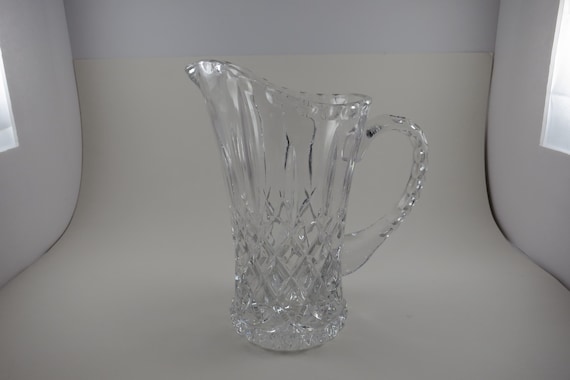 Vintage 8 1/4 Inch American Brilliant Period Large Crystal Pitcher Beautiful Detail Heavy Excellent Condition