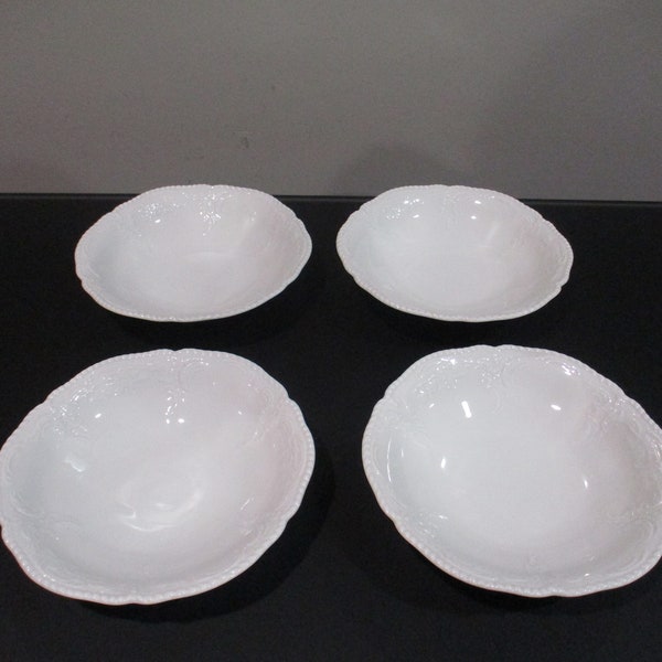 Set of Four Vintage Rosenthal Continental China Sanssouci White Pattern 5 1/4 Inch Fruit Bowls Pristine Unused Condition Free Shipping