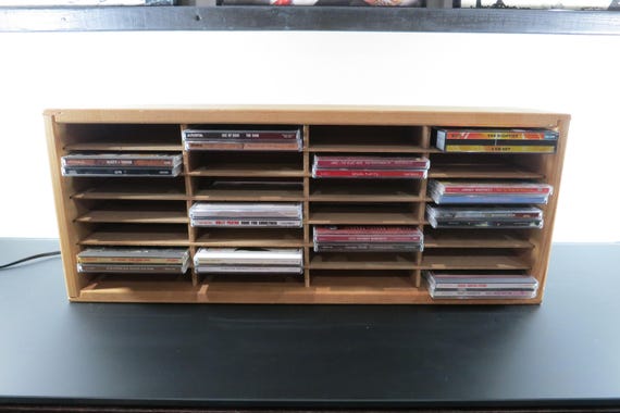 Vintage Napa Valley Large Wooden CD Crate Holder Up to 56 Discs Excellent Original Condition Wall Mount or Freestanding