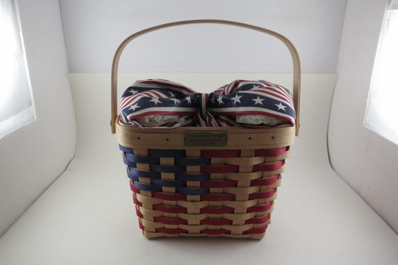 1997 Longaberger Village 20th Century Basket 1st Edition with Protector Liner Bow RWB
