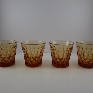 MCM Noritake Amber Whiskey Glasses: Diamond Pattern, Set of 4