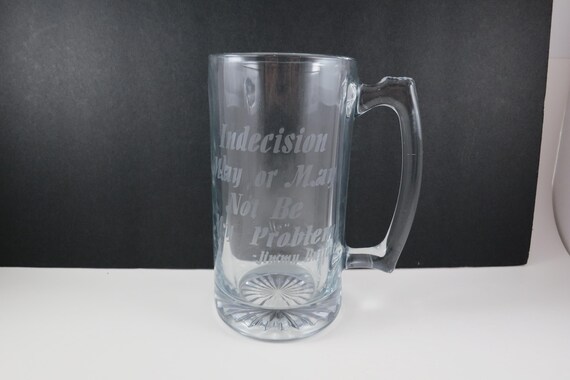 Large Jimmy Buffett D Handled Frosted Tankard/Beer Mug Excellent Condition Indecision It may or may not be my problem Excellent Condition