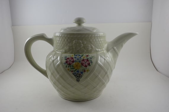 Vintage Enterprise Aluminum Co Drip-0-Lator Coffee Tea Pot with Lid Floral Design