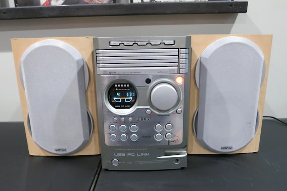 Vintage 2005 Philips Micro Hi Fi Stereo System CD Player Changer Radio Speakers