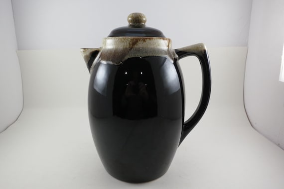 Vintage Pfaltzgraff Brown Drip 9 1/2 Inch Coffee Pot with Lid #303