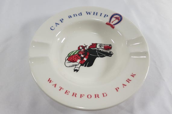 Rare 1950's Cap and Whip Ironstone Ashtray Waterford Park (Horse Race Track) WV