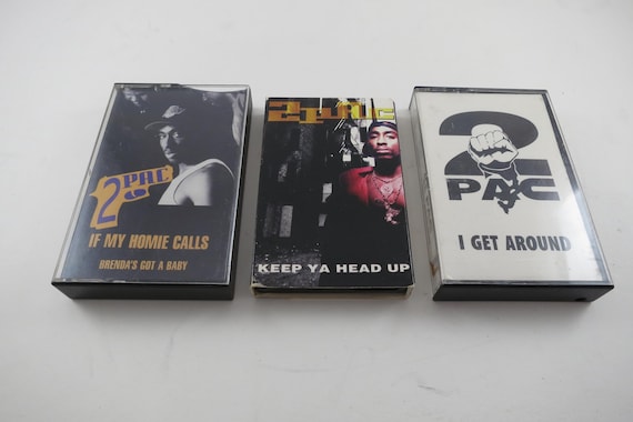 Vintage 1990's 2Pac Cassette Singles I get Around Keep Ya Head Up More