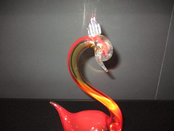 Vintage Large Heavy Art Glass Swan 10 Inches Tall