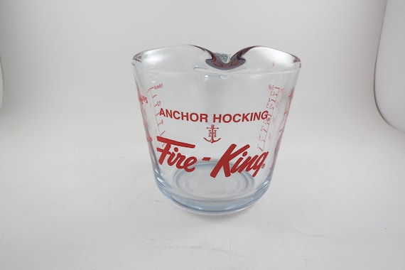 Vintage Red Letter Fire King 2 Cup Measuring Cup with Handle Excellent Condition