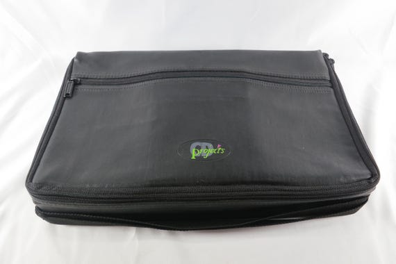 Black CD Projects Cassette Carrier Holds 30 Tapes Faux Leather Strap