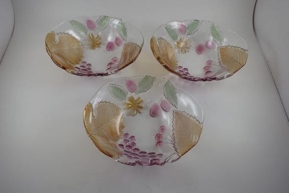 Set of Three Vintage Oval Mikasa Savior Vivre Crystal Fruit Bowls