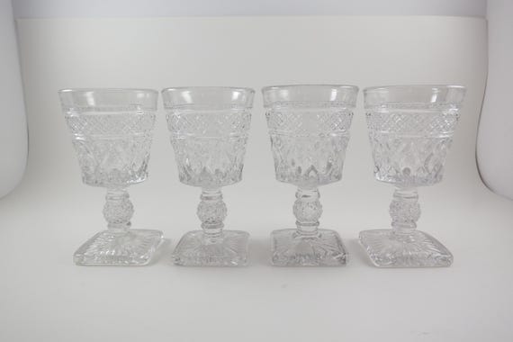 Vintage Imperial Cape Cod Cordial Glasses: Set of 4, Square Base