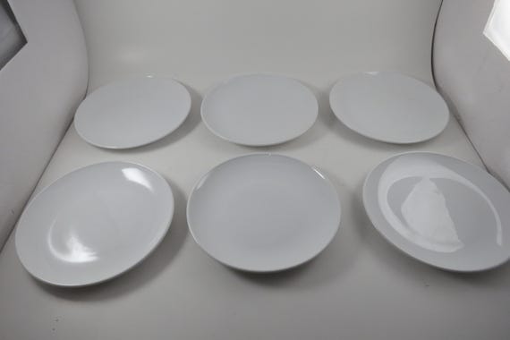 Set of Six Pyroceram Brand Corning All White 6 3/4 Inch Plates