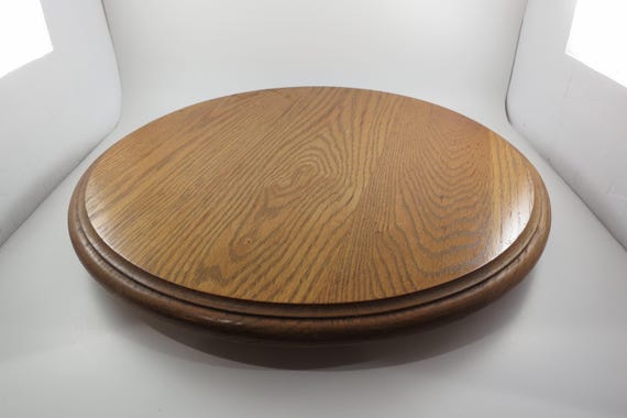 Vintage Large 18 Inch Golden Oak Lazy Susan For Table