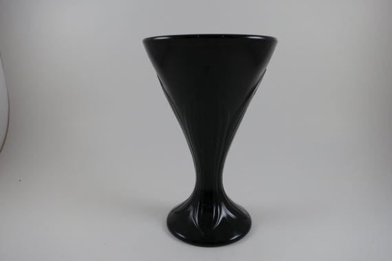 Vintage Black Amethyst Tulip Leaf Fidji Ice Cream Glass La Rochere France
