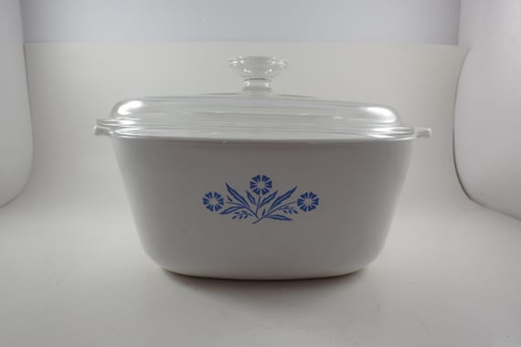 Early Corning Ware P-2 1/2-B Blue Cornflower 2 1/2 Quart Saucepan with Glass Lid Excellent Condition