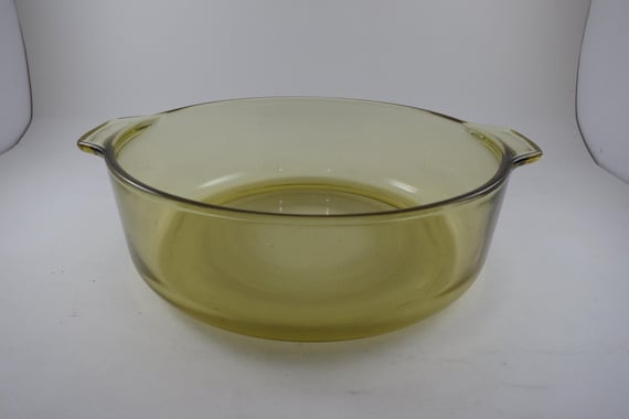 Vintage Amber Glass Casserole Baking Dish Mexico 8 Inch Double Handled