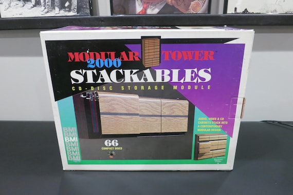 Vintage 1990s Faux Wood CD Storage Case - BMI Stackables - New in Box