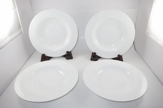 Set of 4 Vintage Fitz & Floyd Nevaeh Bone White 9 Inch Rim Soup Bowls