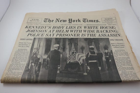 Sunday November 24 1963 New York Times Newspaper Kennedy's Body Lies in White House