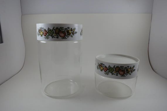 1970's Corning Spice O Life Pattern 2 Piece Glass Canister Set