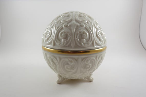 Vintage Lenox Trinket Box: Round Votive Candle Holder, 24K Gold Trim