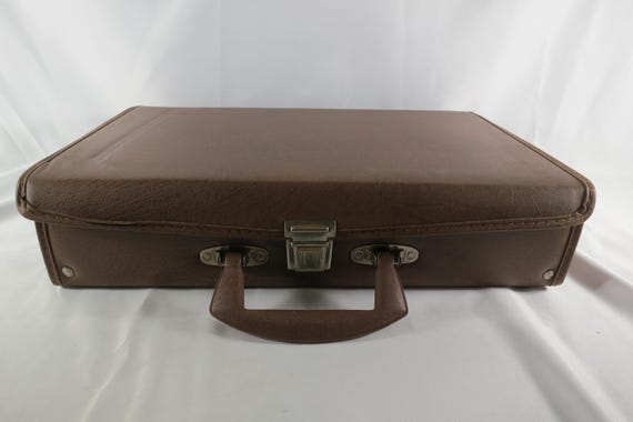 Vintage Brown Faux Leather Cassette Tape Case - Holds 30