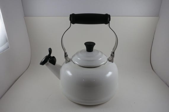 Vintage Le Creuset Enameled 1.7 QT Tea Kettle Teapot White