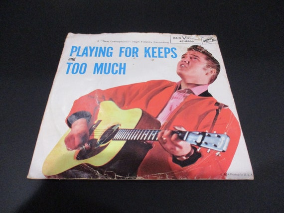 Vintage 1957 Vinyl 45 RPM Record Playing for Keeps Elvis Presley Original Picture Sleeve Very Good Condition 3084