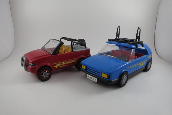 Pair of Vintage Playmobil Toy Vehicles 1986 Suzuki Swift Wild Yukon Jeep