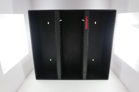 1990s Black Laserline CD Holder: Stores 90 CDs, Hard Plastic, Free Standing/Wall Mount