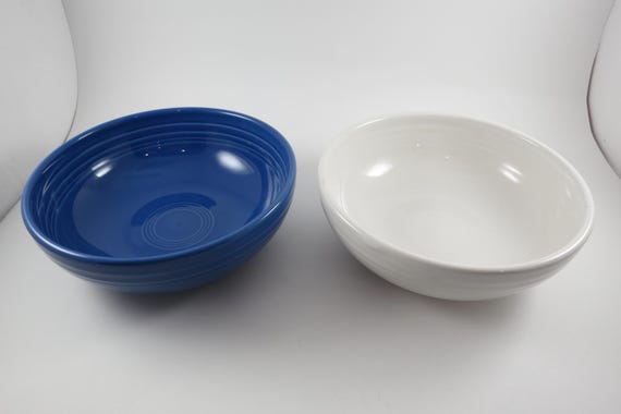 Pair of Vintage Fiesta Ware Bistro Bowls 38oz Lapis Blue and White