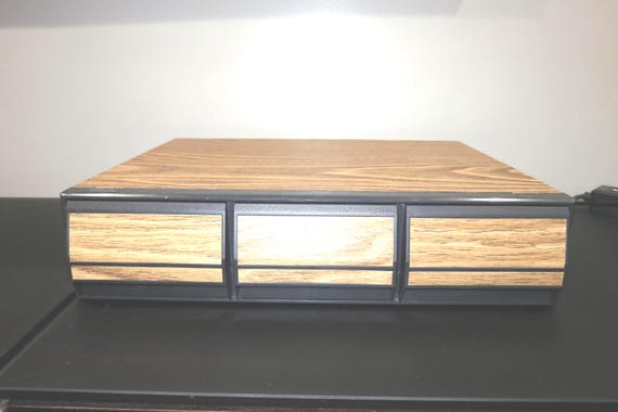 Vintage 1980s Faux Wood Cassette Tape Holder: Storage for 42