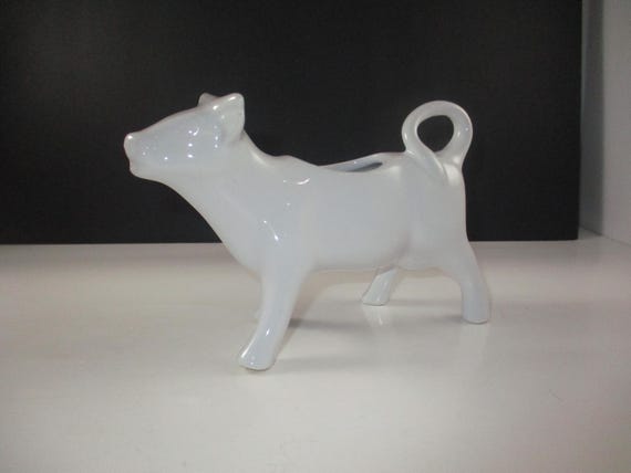 Vintage Alpico France White Porcelain Cow Creamer Excellent Condition