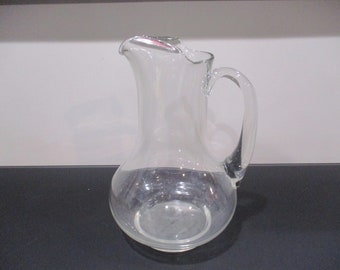 Large Vintage Clear Glass Pitcher with Spout Excellent Condition 10.5 Inches Tall