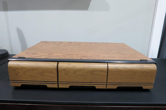 Vintage 1980s Faux Wood Cassette Tape Holder: Music Mate Storage for 42