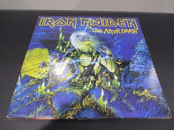 Vintage 1985 Vinyl LP Record Life After Death Iron Maiden 2 Record Set Excellent Condition with Original Book US Pressing 67484
