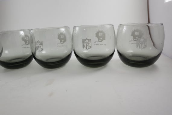Set of Five 1980's Vintage NFL New York Giants Gray Glasses Excellent Condition