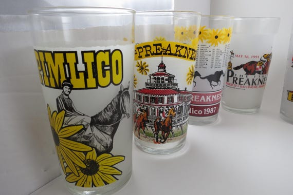 Vintage & Modern Preakness Stakes Horse Racing Glasses Pimlico 1978-15